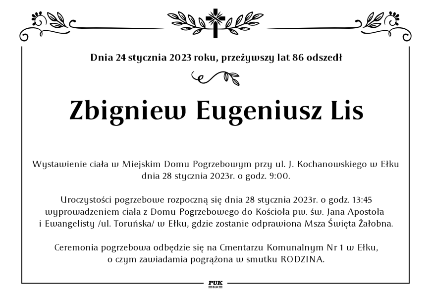 Zbigniew Eugeniusz Lis - nekrolog